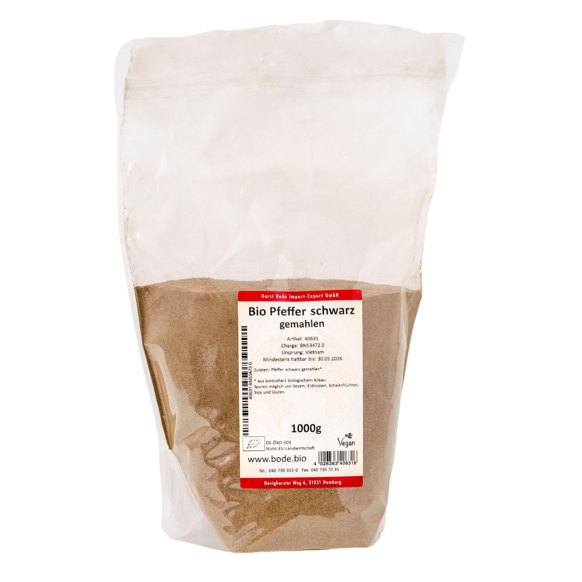 Luomu musta pippuri jauhettuna 1kg
