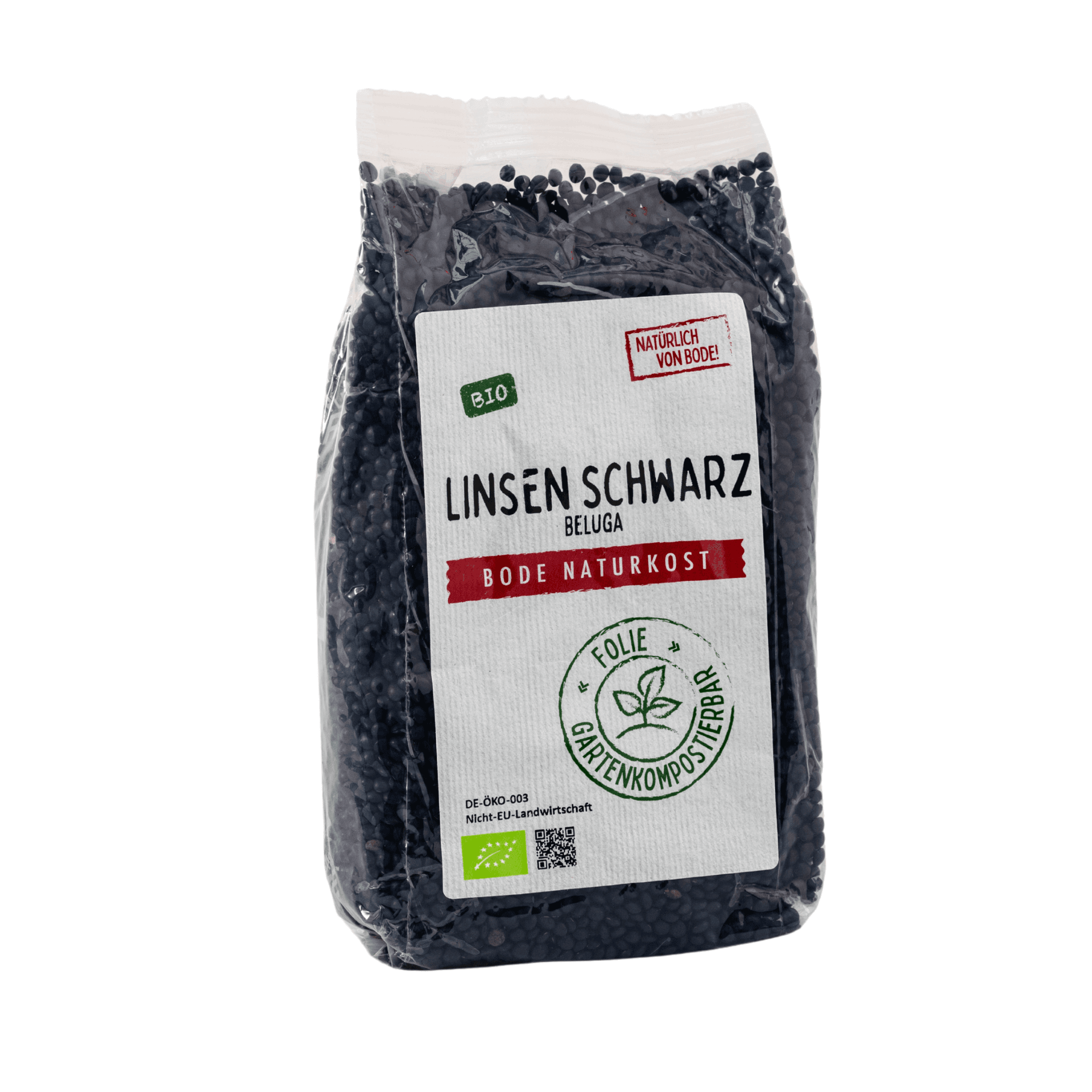Luomu Mustat Beluga-linsit (6 x 500 g), puutarhakompostoituvassa kassissa