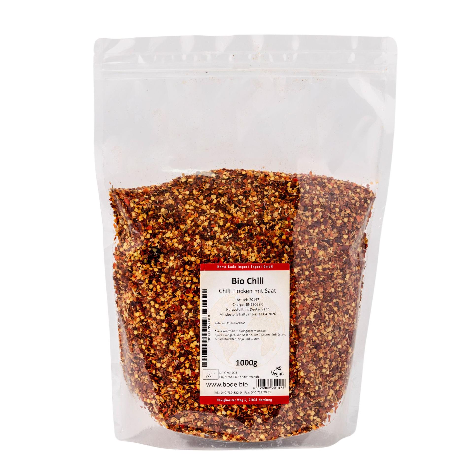 Luomu Chili crushed kasvien kanssa 1kg