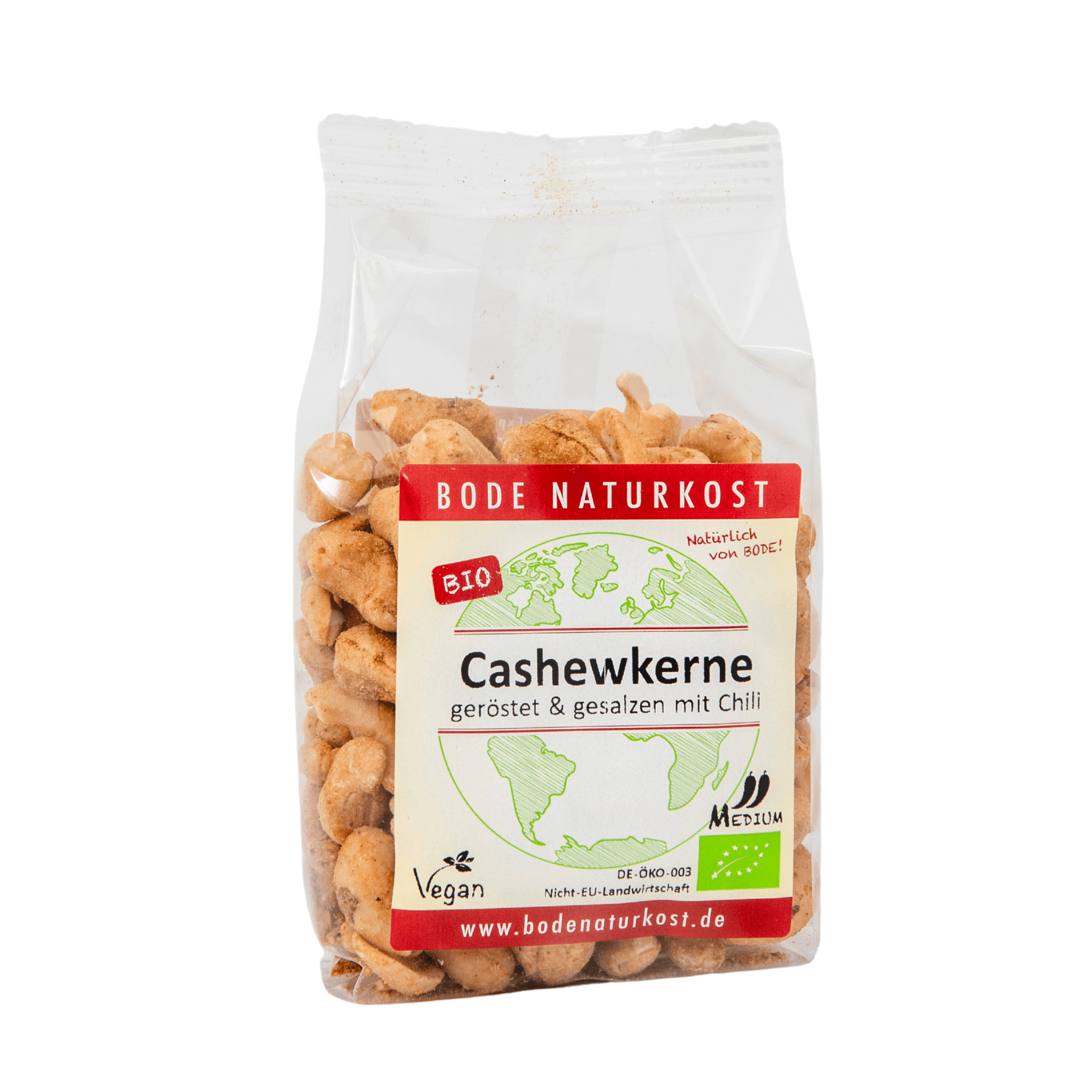 Kashewnäyt kuivattuja, suolaista ja chiliä, Luomu 6x150g