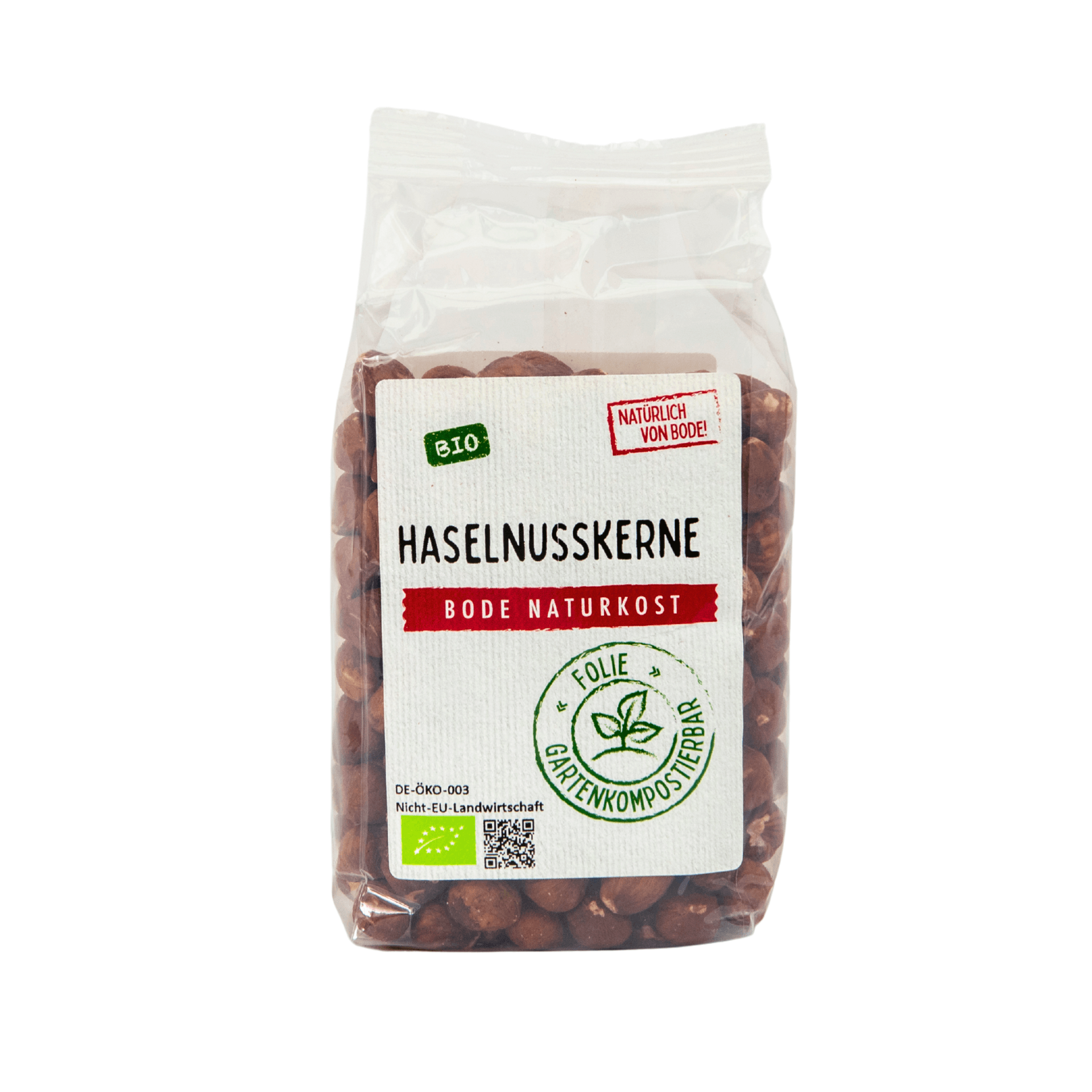 Luomu hasselpähkinän ytimet, puutarhakompostoituvissa pussissa 6x200g