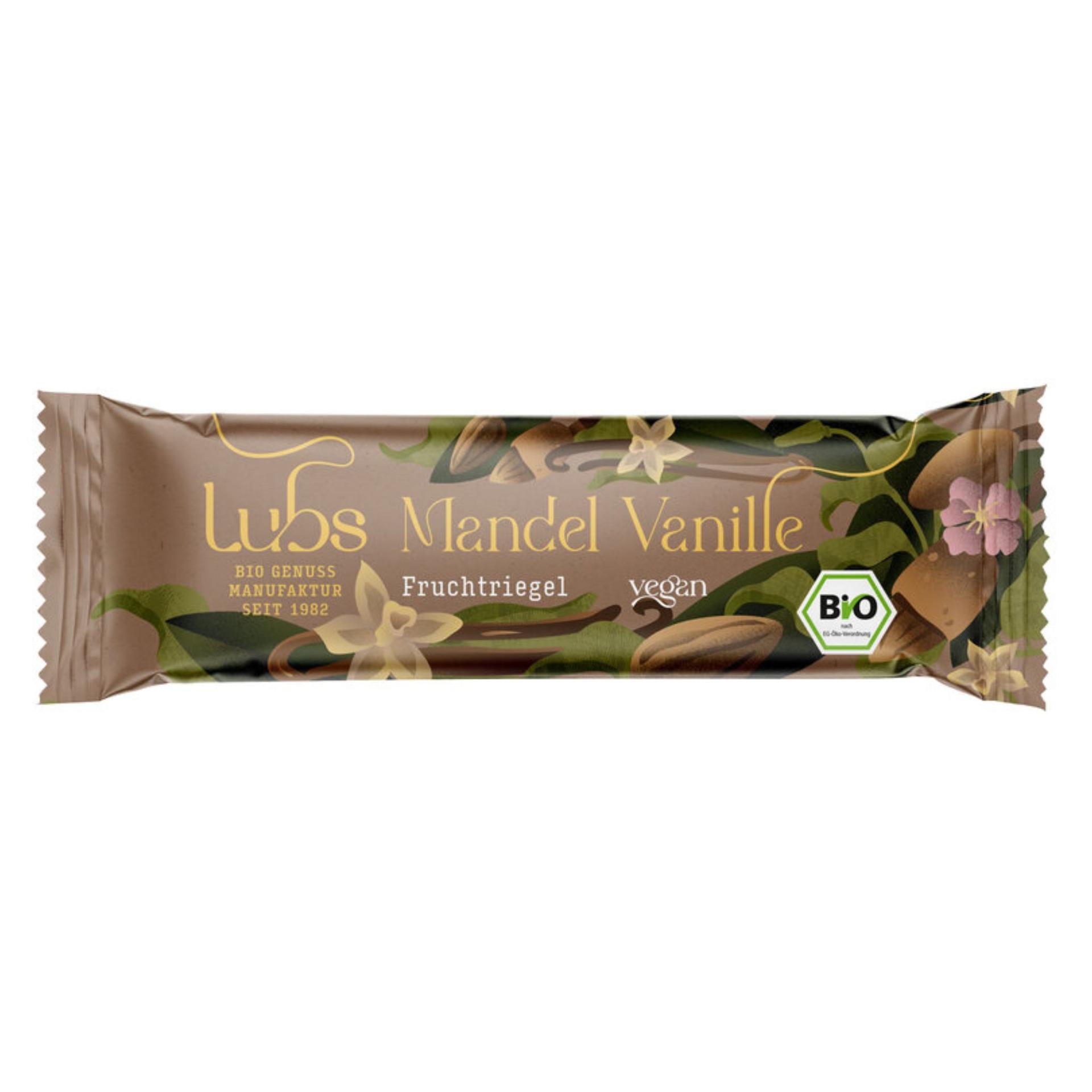 Luomuhedelmäpalkit Mandeli-Vanili gluteeniton Lubs 24x40g
