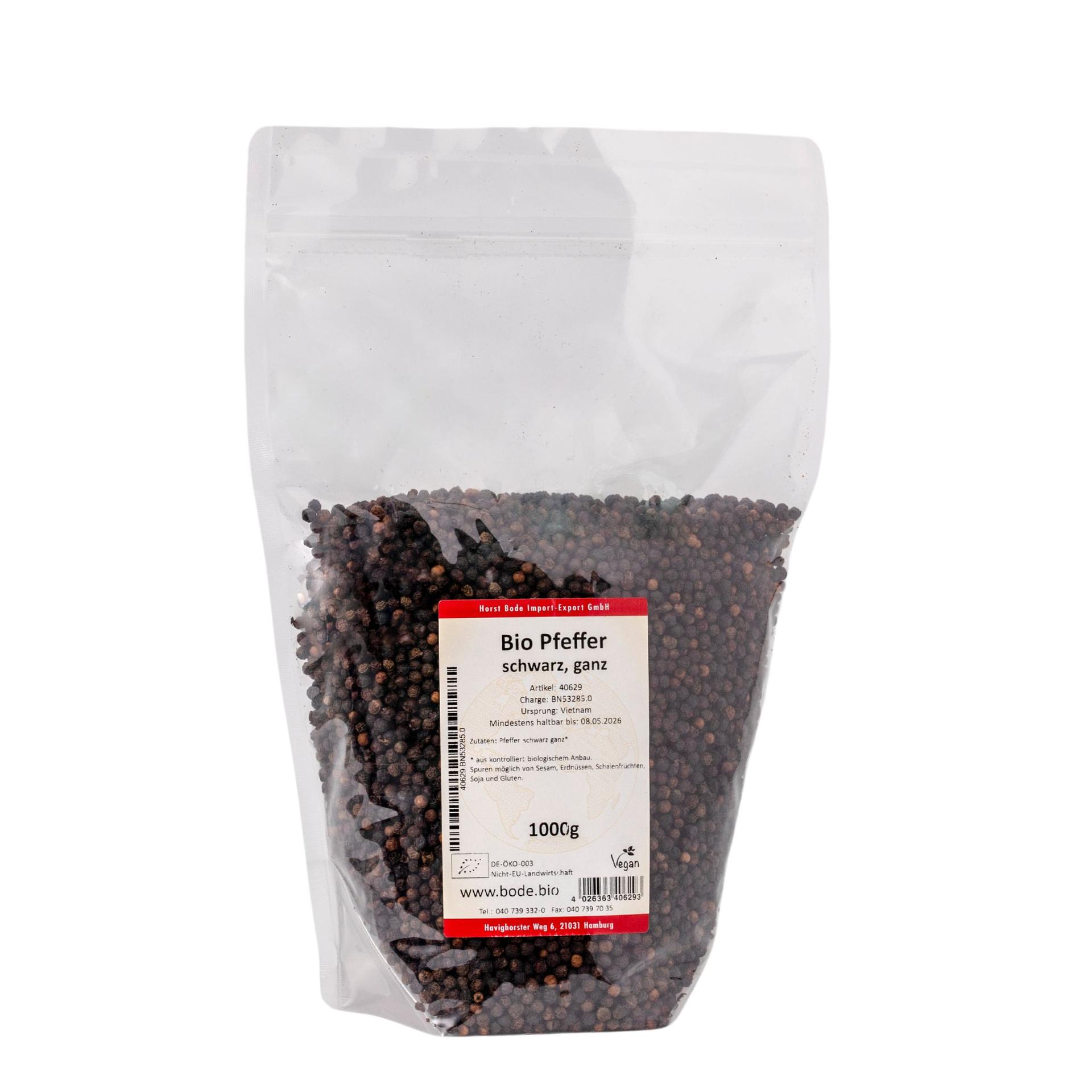 Kokonaista luomu mustaa pepparia 1kg