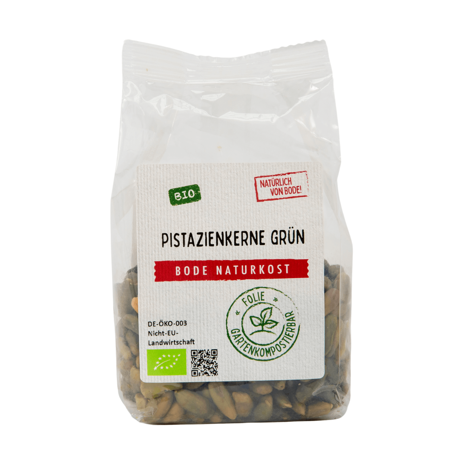 Luomu pistasiapähkinänkyvät vihreät Premium kompostoituvassa pussissa 6x100g