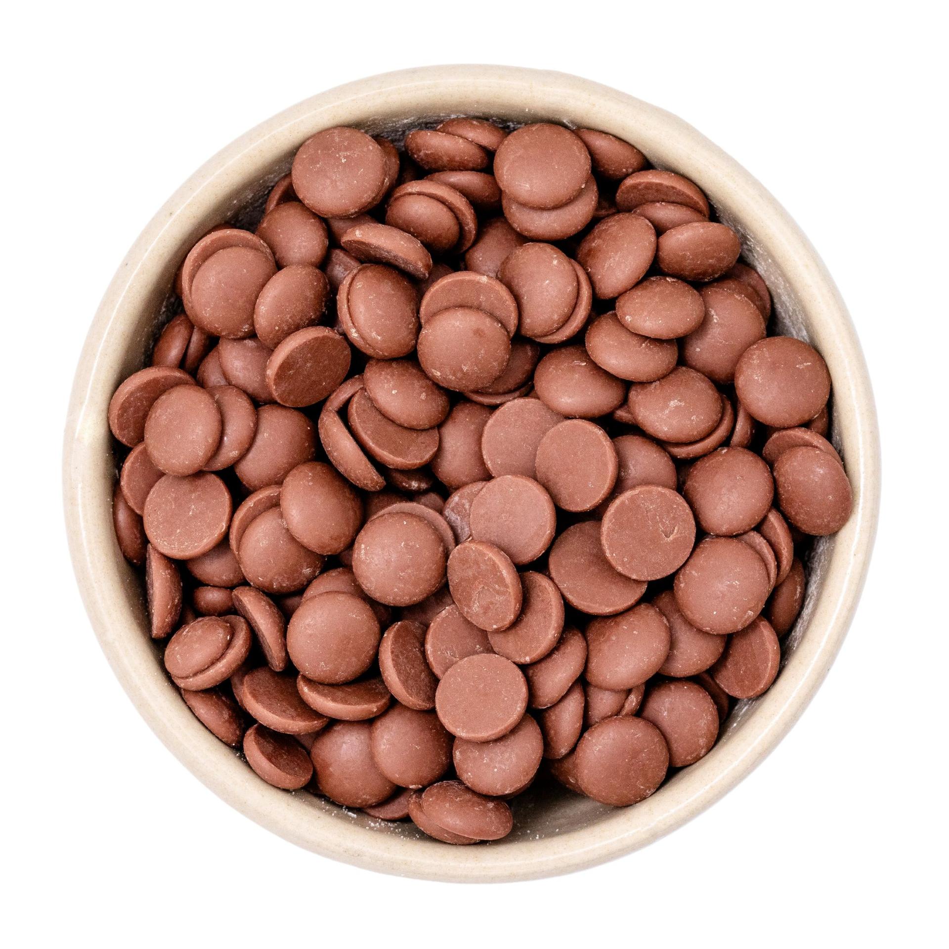 Luomu täysmaitokuorutettu kuori, kakao vähintään 35 % -pisarat, noin 10 mm 20kg