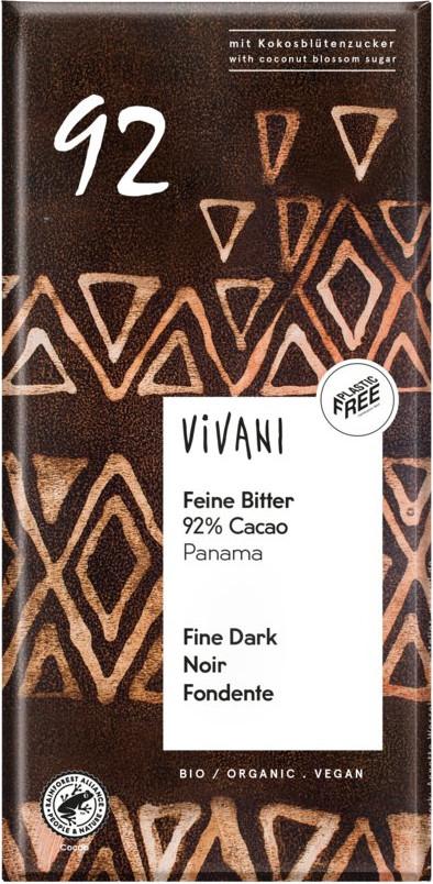 Pöytäsuklaa Feine Bitter 92% Kakao Luomu Vivani 10x80g