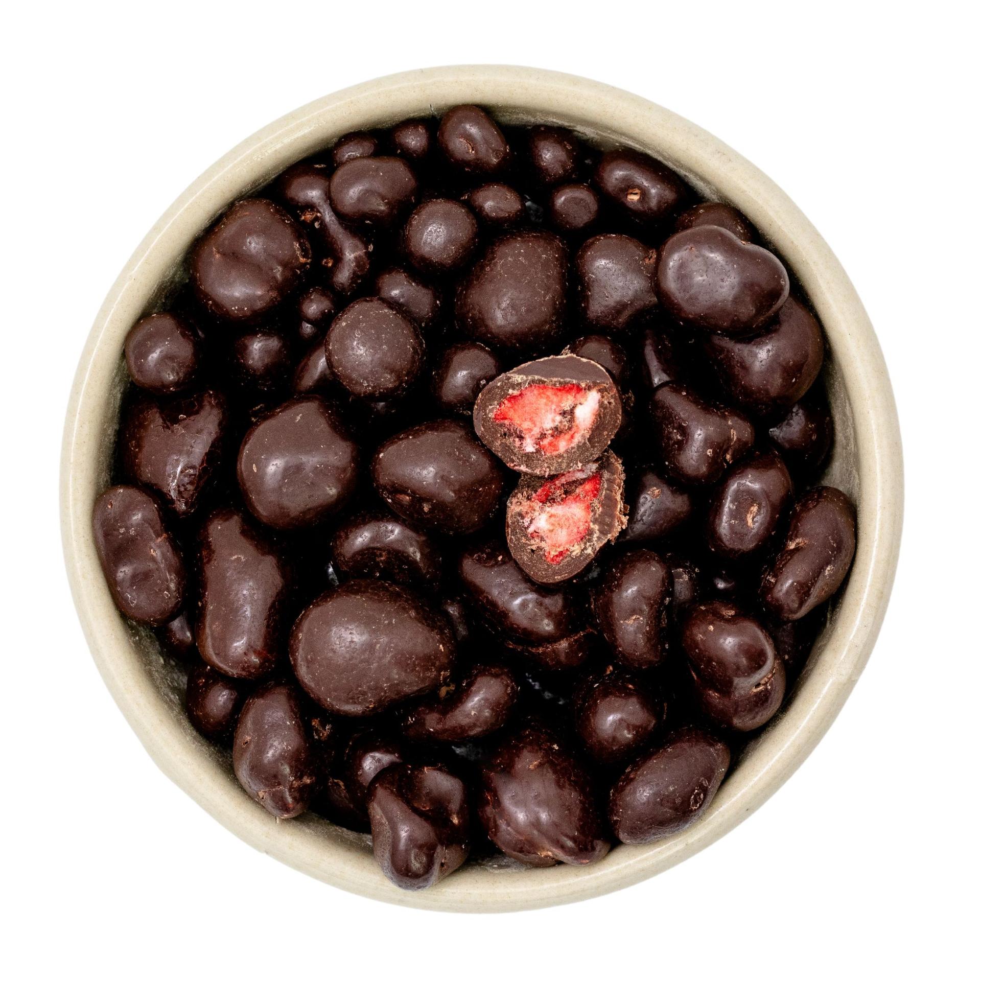 Luomu maantymöriä tumman choklaadin kuorella bio Fairtrade 2x2,5kg