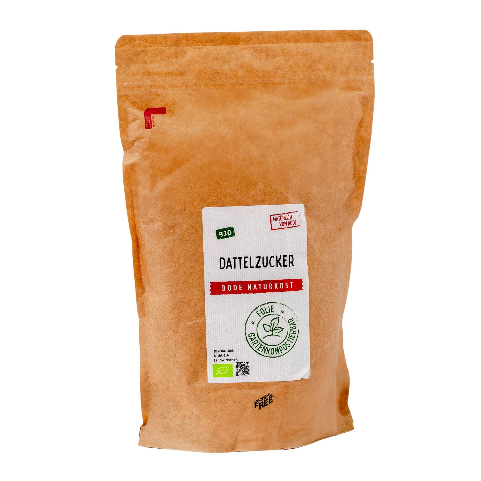 Luomu datteletsokeri puutarhakompostoituvassa pussissa 6x800g